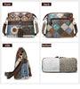 Retro Handbags Cowhide Stitching One-shoulder Messenger Bag Color Flowers Ladies Bag Casual Leather Bag