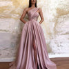 Sexy Slit Slanted Shoulder Dress Long Skirt Evening Dress