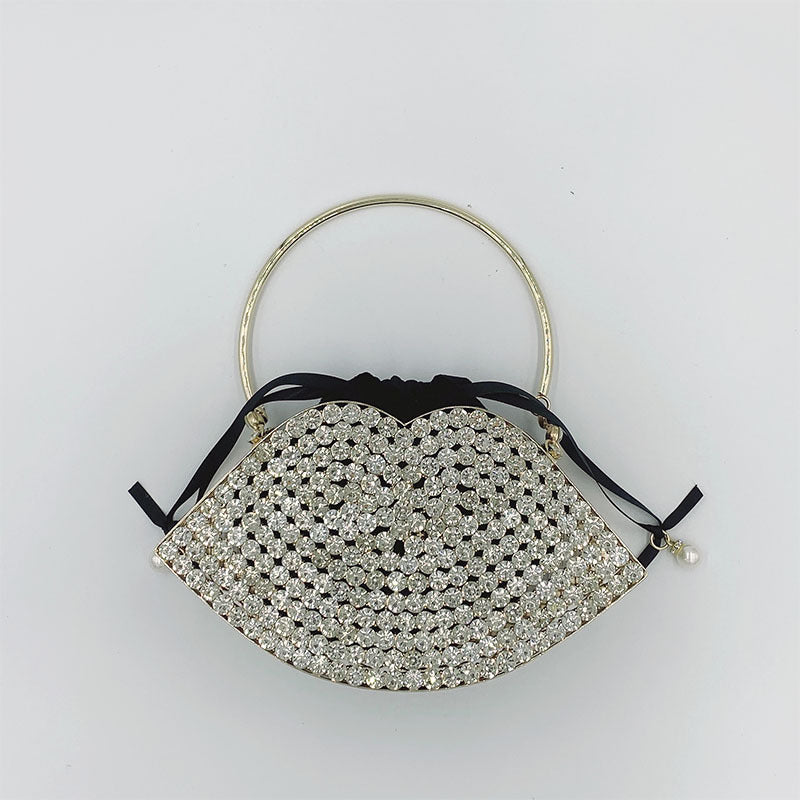 Lip Bag Metal Diamond-studded Handbag Dinner Bag