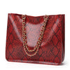 Casual Tote Bag Female Serpentine Handbag Large Capacity Shoulder Bag For Women Ladies Vintage PU Leather Crossbody Bag