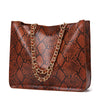 Casual Tote Bag Female Serpentine Handbag Large Capacity Shoulder Bag For Women Ladies Vintage PU Leather Crossbody Bag