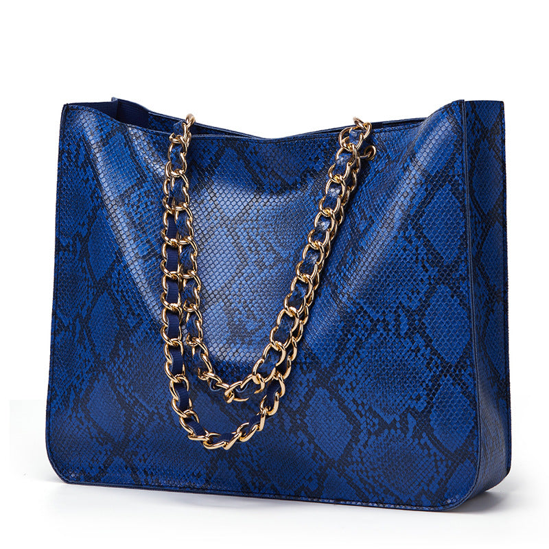 Casual Tote Bag Female Serpentine Handbag Large Capacity Shoulder Bag For Women Ladies Vintage PU Leather Crossbody Bag