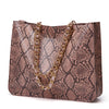 Casual Tote Bag Female Serpentine Handbag Large Capacity Shoulder Bag For Women Ladies Vintage PU Leather Crossbody Bag
