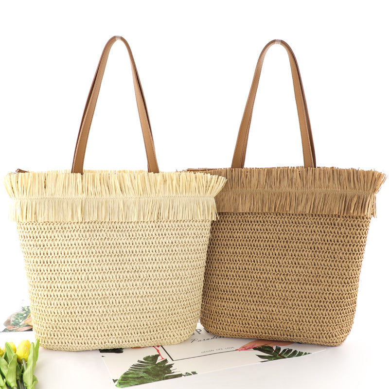 Factory Direct Sales Ins New Raw Edge Straw Woven Bag