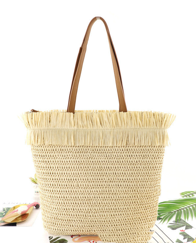 Factory Direct Sales Ins New Raw Edge Straw Woven Bag