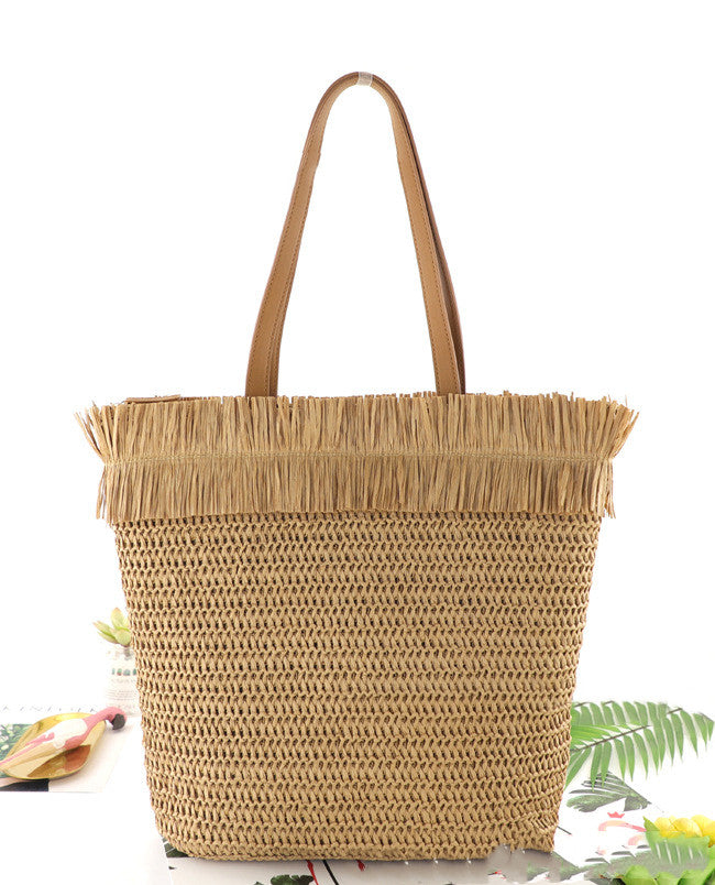 Factory Direct Sales Ins New Raw Edge Straw Woven Bag