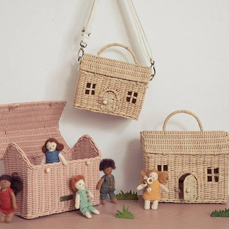 Small Back Basket Girls' Bag All-match Children's Backpack Rattan Bag