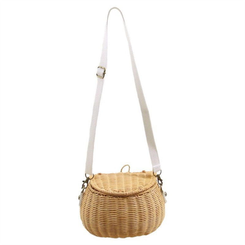 Small Back Basket Girls' Bag All-match Children's Backpack Rattan Bag