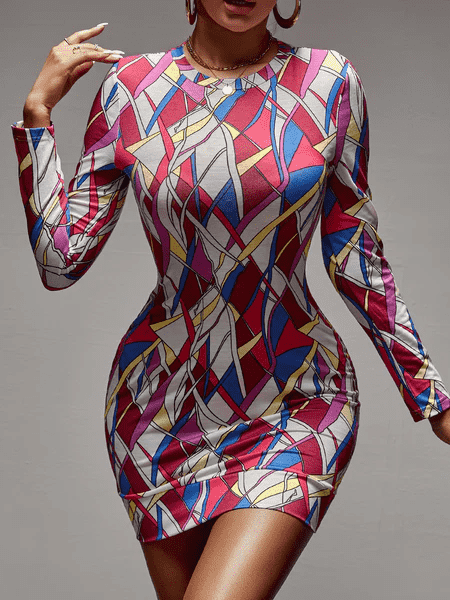 Allover Print Bodycon Dress 