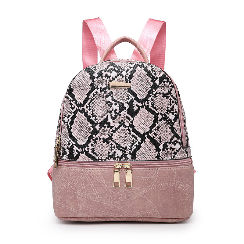 Fashionable personality stitching ladies all-match backpack