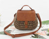 Antique straw woven bag messenger beach bag