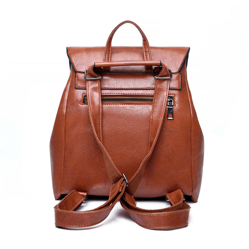 New Women's Bag Fashion Oil Wax Backpack