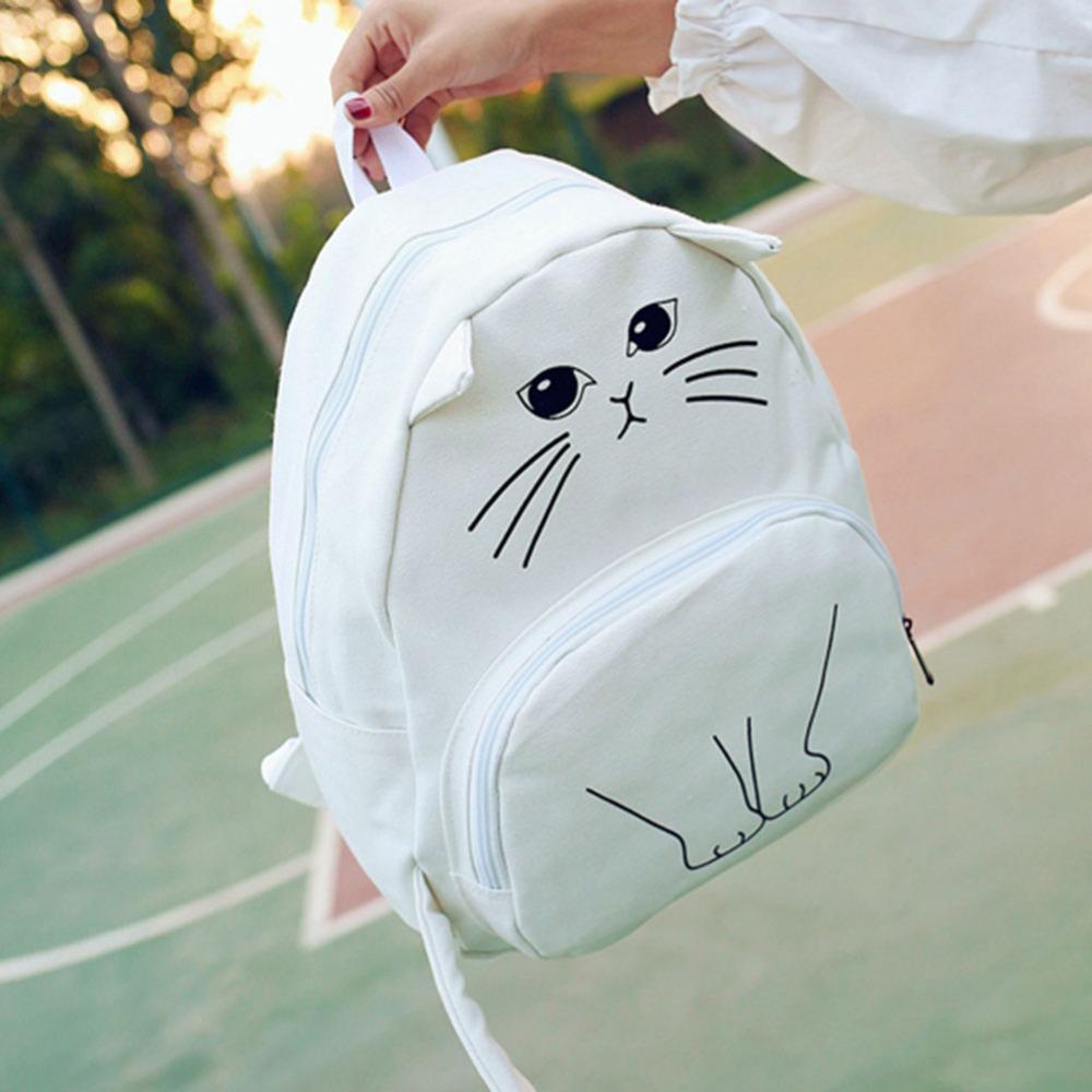 New funny cat canvas backpack casual female backpack