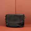 Real leather black flip shoulder bag