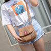 One-shoulder rivet saddle bag
