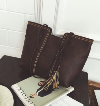 Thick line big bag tassel portable casual shoulder bag