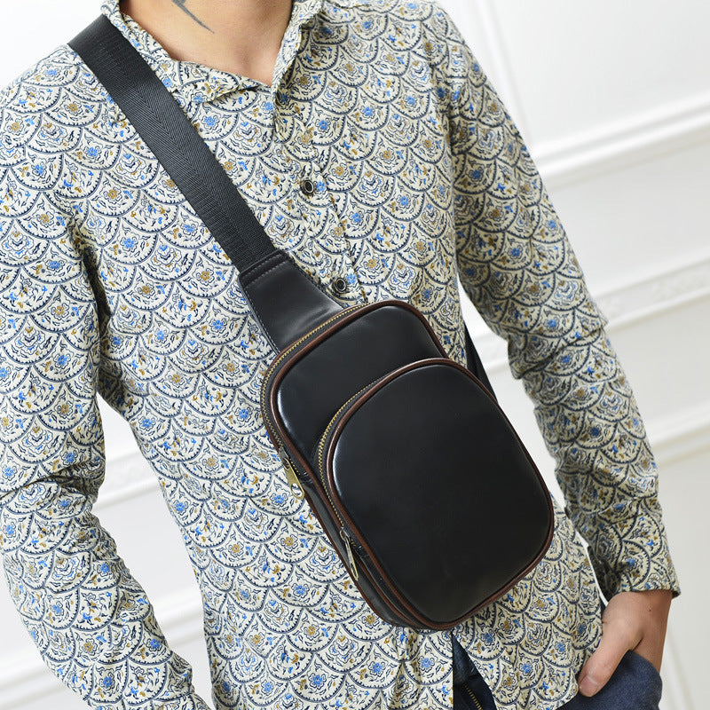 Wholesale 2021 new PU Leather Men's chest pack fashionable leisure Xiekua package Chaonan retro single shoulder bag