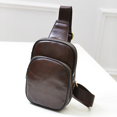 Wholesale 2021 new PU Leather Men's chest pack fashionable leisure Xiekua package Chaonan retro single shoulder bag
