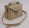 Square Rattan Straw Crossbody Tote Handbag