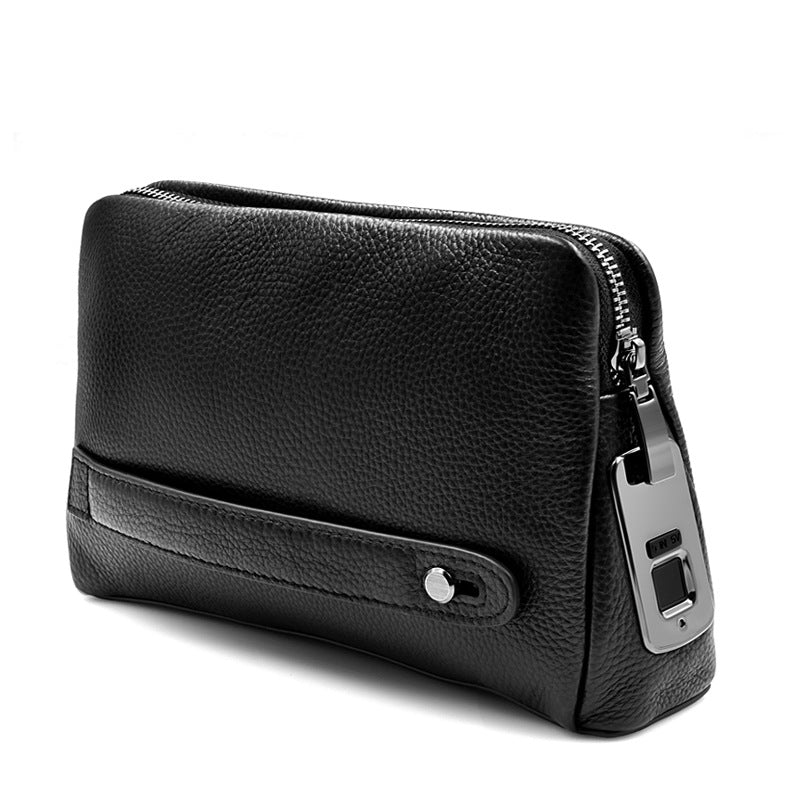 Mens Wallet Fingerprint Lock Bag First Layer Cowhide Business Handbag Men Fashion Fingerprint Men Bag