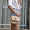 One-shoulder rivet saddle bag