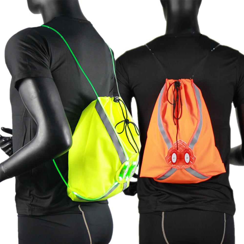 Night running luminous reflective drawstring backpack