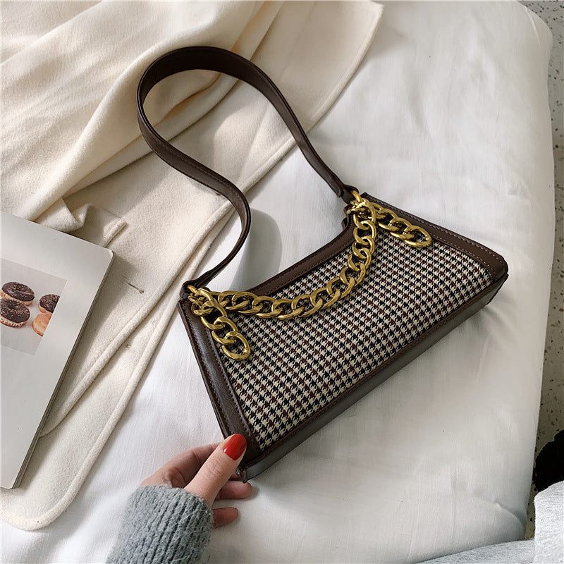 Fashion texture chain shoulder bag Western style all-match underarm bag