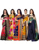 Women's Poly Silk Printed Saree Pack Of 5 - Indian Traditional Saree Wedding Dress Handmade Famous Actress Style Party Wear Free Size  Ethenic Wear Clothes For Women