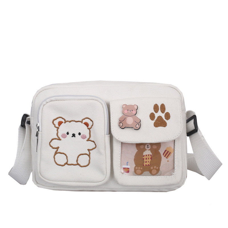 Cute Children's Embroidered Bear One-shoulder Messenger Bag