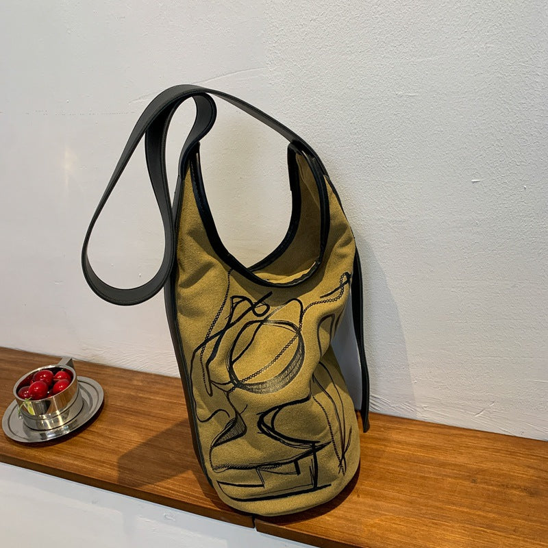 Casual Canvas Embroidered Shoulder Bag Fashion