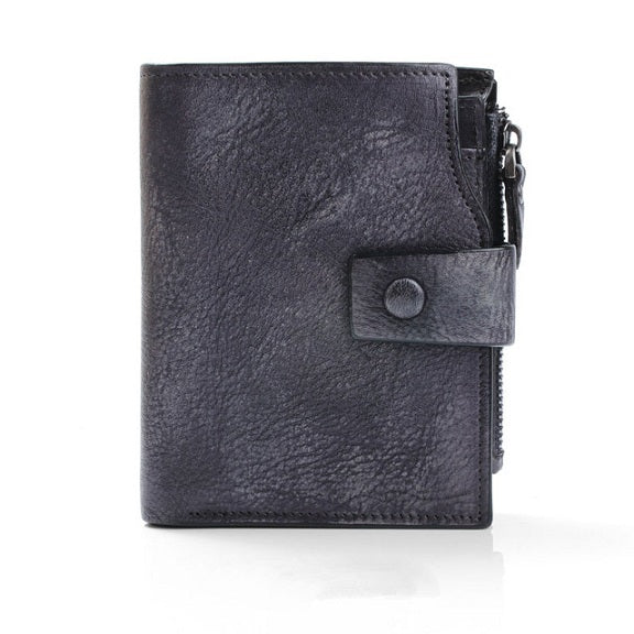 Handmade leather retro short wallet