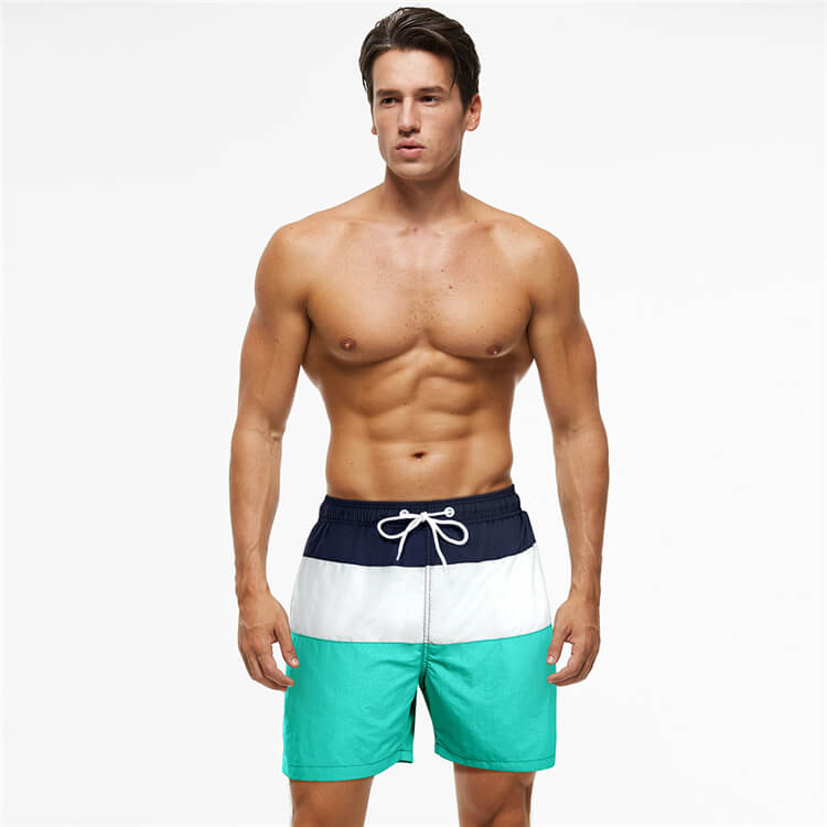 Men Fashion Color Blocking Patchwork Loose Beach Shorts