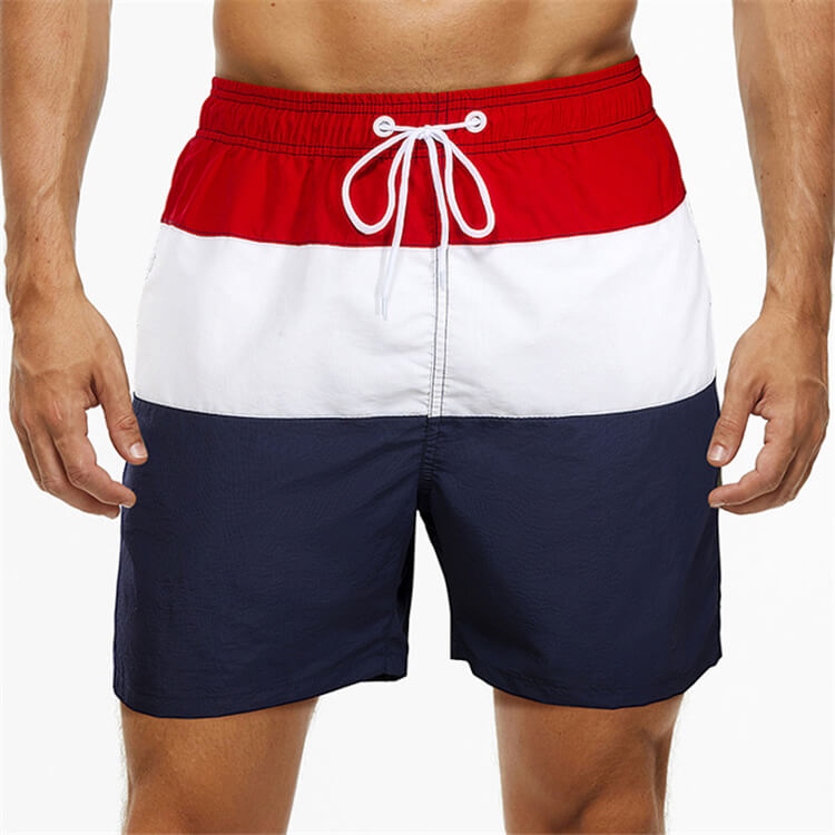 Men Fashion Color Blocking Patchwork Loose Beach Shorts