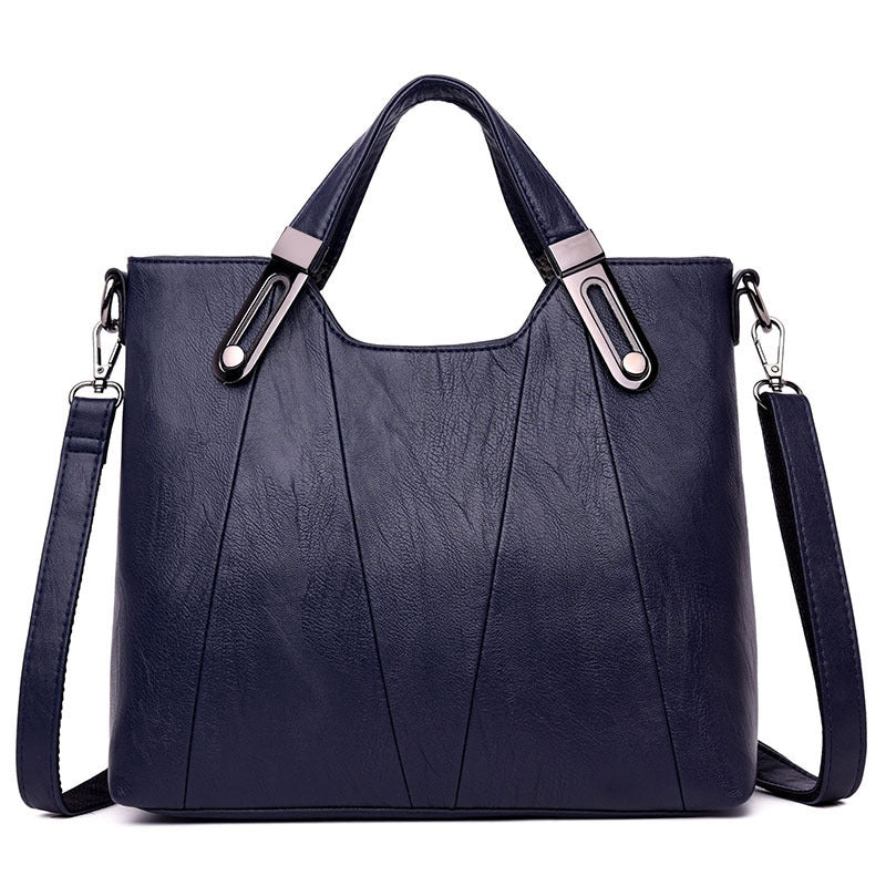 Soft leather large-capacity handbag