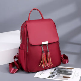 Women's Oxford Cloth Large Capacity Tassel Backpack