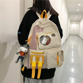 Transparent Color Matching Student Schoolbag