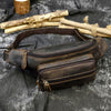 Retro Leather Fanny Pack Men's Crazy Horse Leather Chest Bag