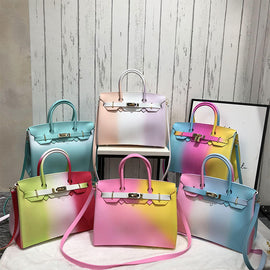 New colorful color women's portable scrub jelly bag fashion platinum shoulder diagonal PVC female big bag