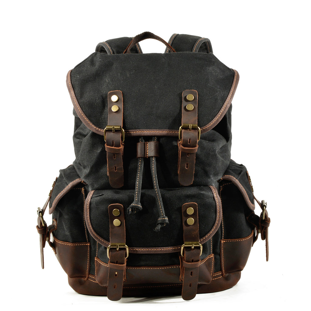 Canvas stitching leather mountaineering bag