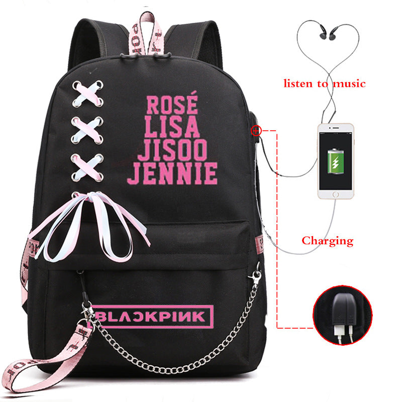 Backpack Korean Style USB Charging Student Female Large-capacity Backpack