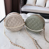 Foreign style Lingge pearl chain messenger small round bag