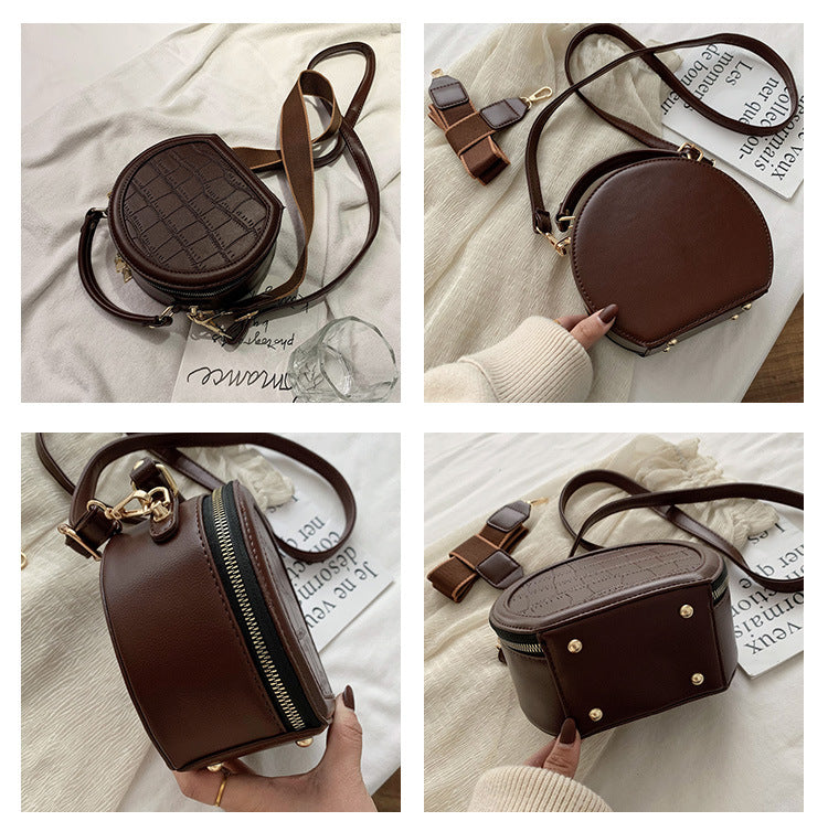 Stone Pattern Round Shoulder Crossbody Bag