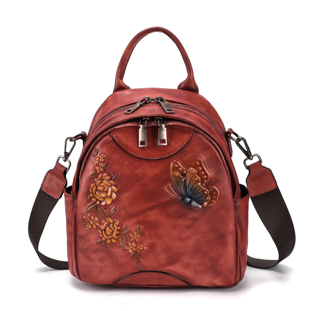 Vintage first layer cowhide backpack