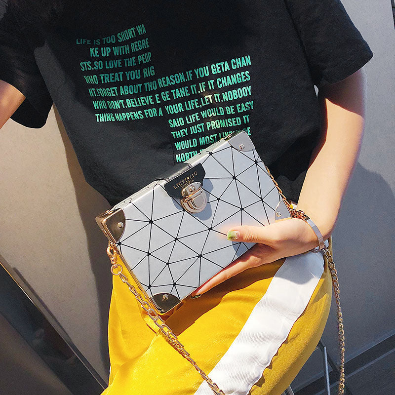 Geometric Pattern Crossbody Shoulder Box Bag