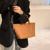 Pure Color PU Large Capacity Tote Bag Handbag Simple Female