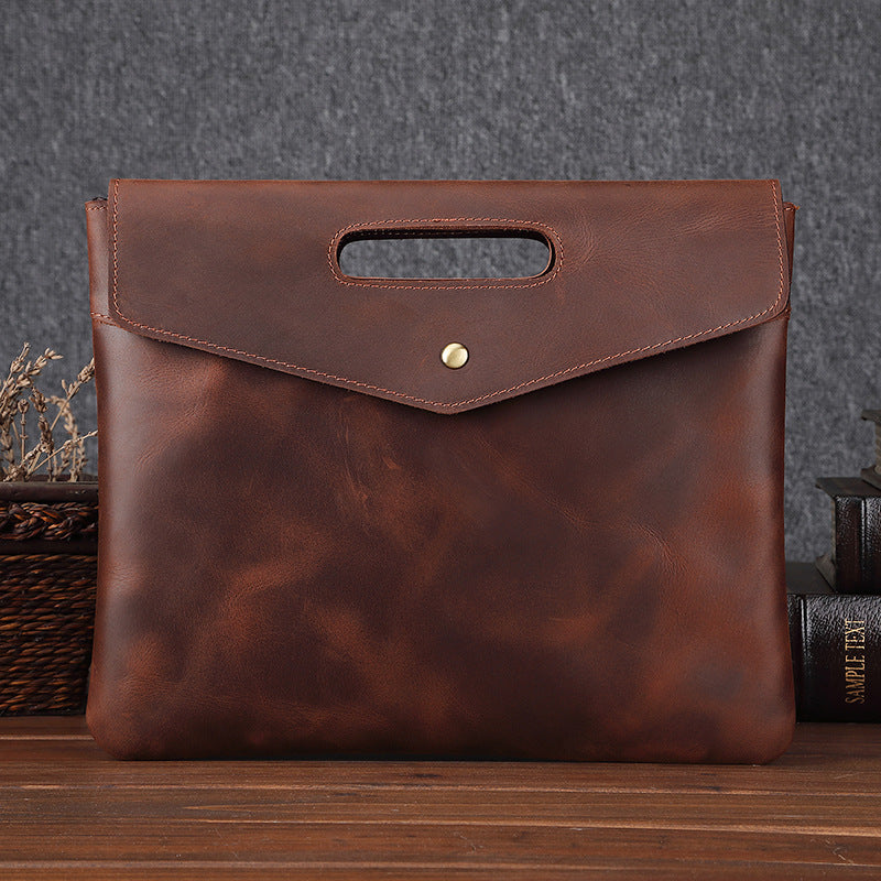 Genuine Leather Men's Briefcase Vintage Business