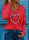 Heart Pattern Printing V-neck Long-sleeved All-match Female T-shirt Bottoming Shirt
