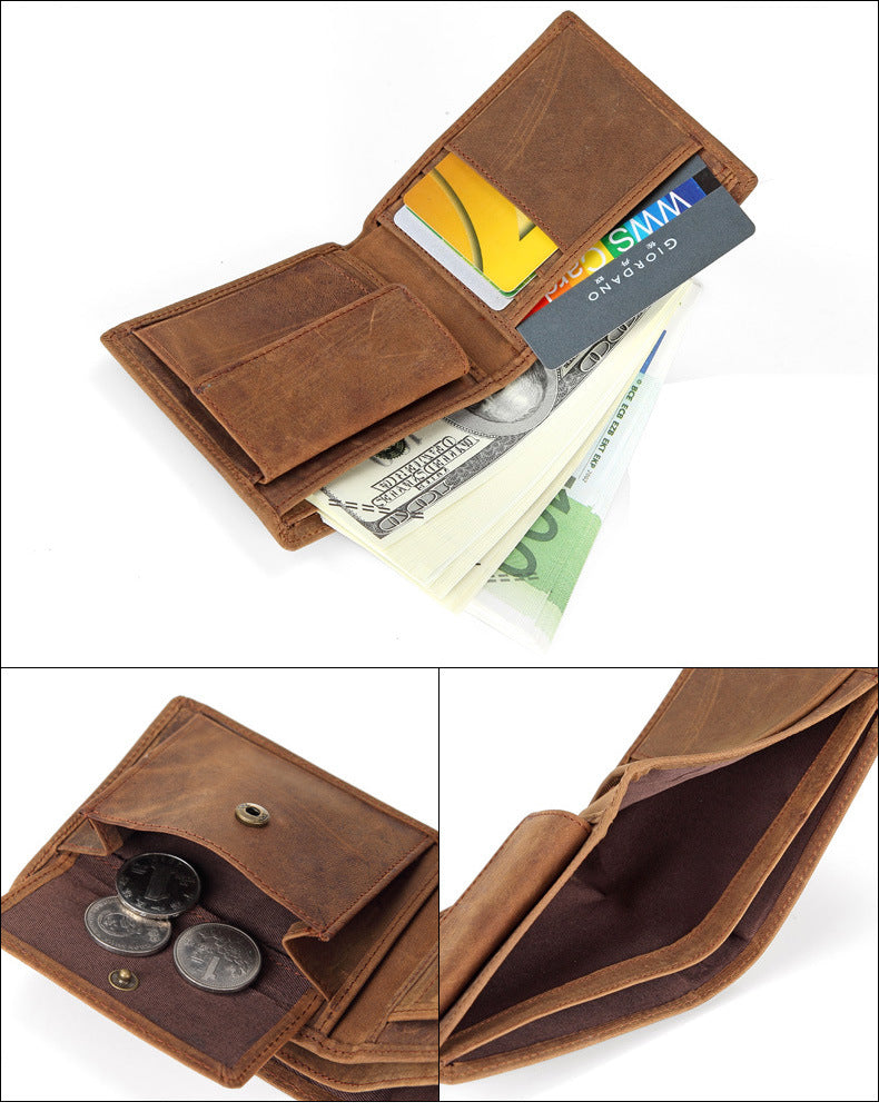 Men's first layer cowhide casual wallet bag