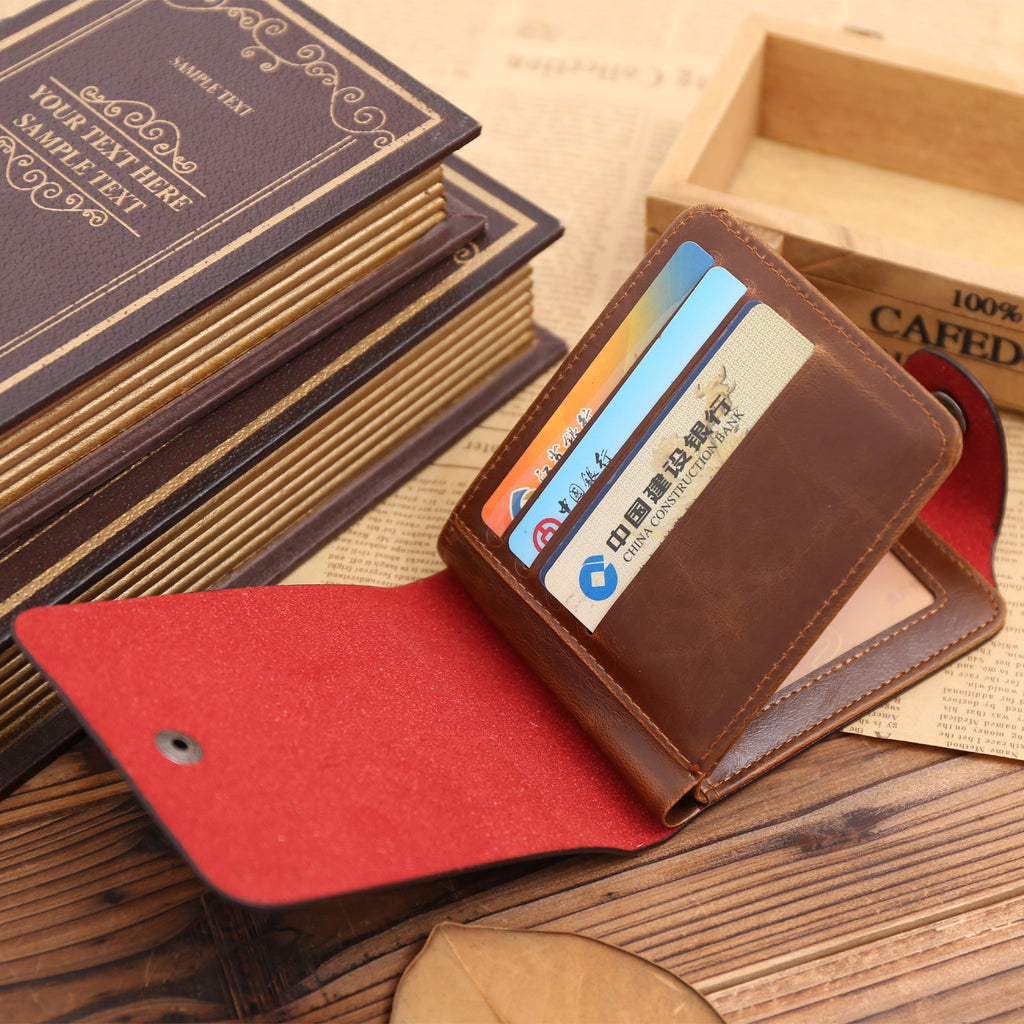 Tri-fold retro casual wallet card holder