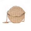 Women's round chain straw bag